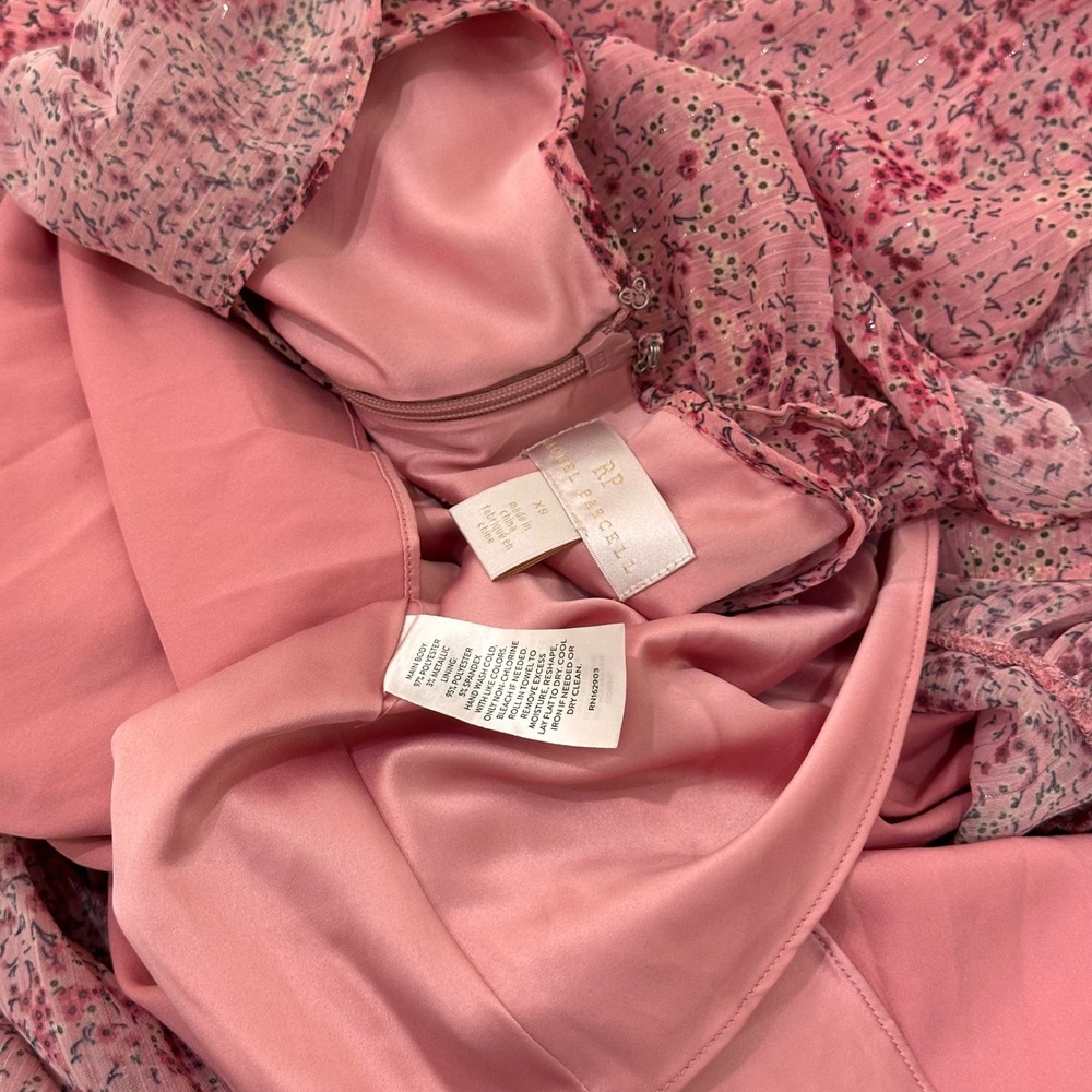 Rachel Parcell Pink Chiffon Ruffle Long Sleeve Sheer Dress Women's XS - Picture 9 of 9